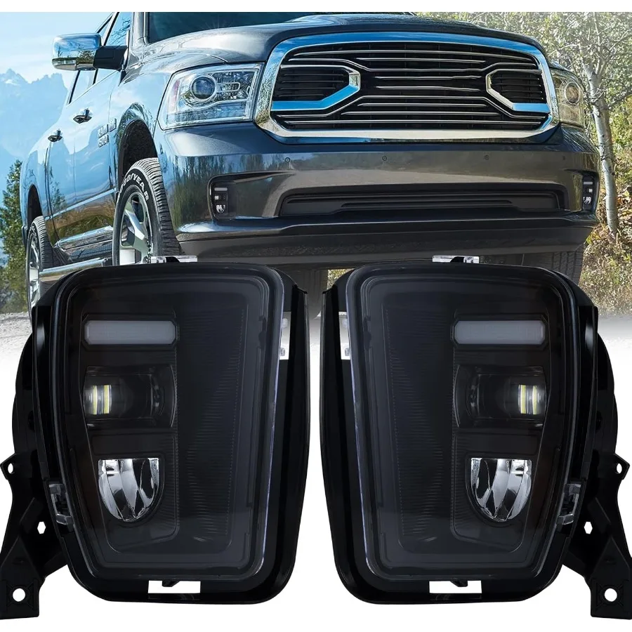

LED Fog Light with DRL for Dodge Ram 1500 Pickup 20132018 Truck Fog Light Assembly High Brightness Driving Fog Lamps with Integ
