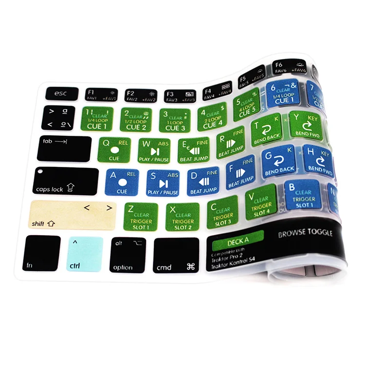 HRH Traktor Kontrol S4 Spanish Hotkey Function Silicone Keyboard Cover Protector Keypad Skin For Mac Air Pro Retina 13