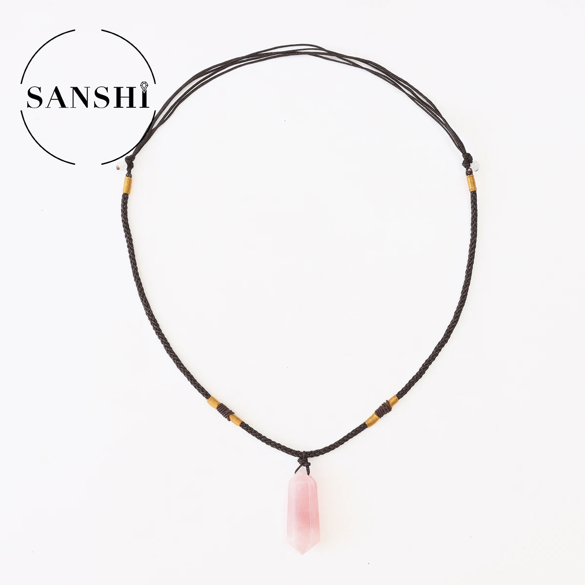 الحد الأدنى الحجر الطبيعي سداسية عمود قلادة قلادة الإكسسوارات العصرية متعدد الألوان روز جمشت قلادة مجوهرات