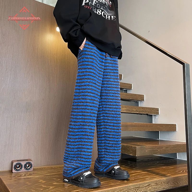 

sweatpants men спортивные штаны мужские 8XL ленивые стильные зимние спортивные штаны мужские повседневные цветные брюки в полоску мужские свободные теплые вязаные брюки удобные прямые брюки