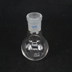 Frasco de vidrio de borosilicato para laboratorio, frasco de fondo plano de 25ml, 50ml, 14/23, 19/26, 24/29, una boca, cuello corto