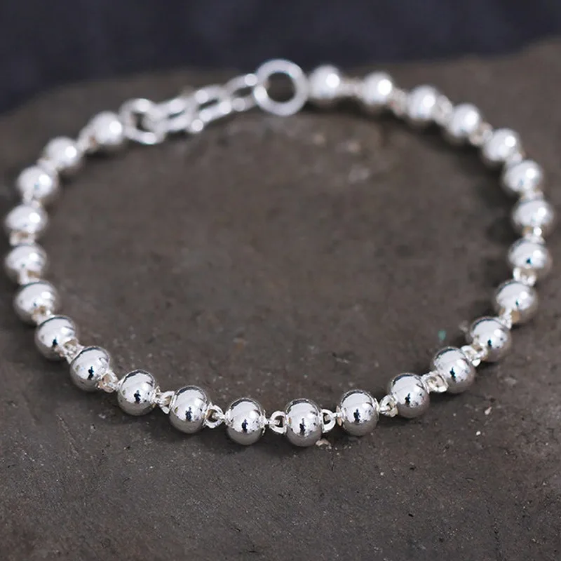 

elegant bracelet 925 Sterling Silver 4MM Beads Chain Women Cute Bracelet High Quality Gorgeous Jewelry 925 Sterling Silver 4MM