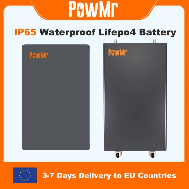 【IP65】PowMr 300AH 100AH LiFePO4 Batterie 48V 16KWH 5KWH Batteriepacks Outdoor Wasserdichte Solar-Lithium-Batterie für Heimenergie 6000+ Zyklen CAN BMS Bis zu 16 parallel schaltbar
