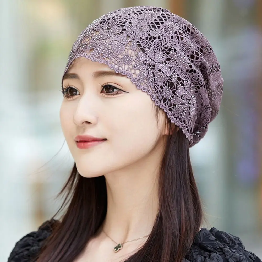 Flowers Lace Hat Breathable Summer Casual Skullies Hat Fashion Hollowed Out Sun Visor Women