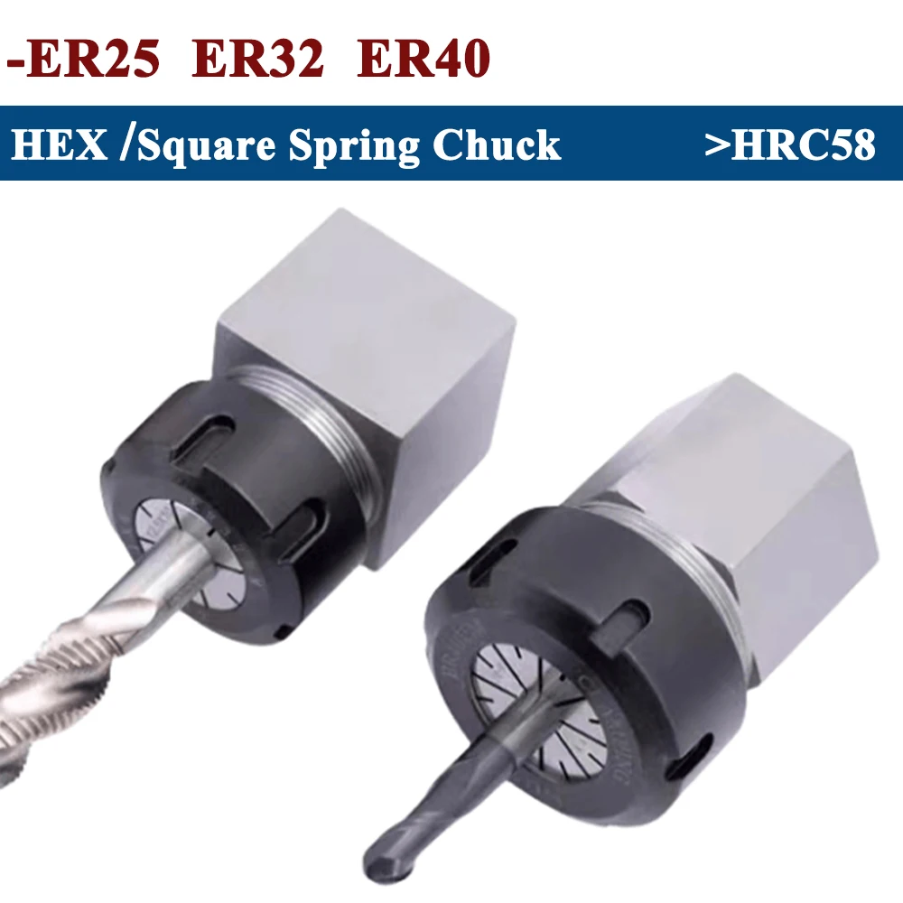 

Квадратный шестигранный зажимной блок ER25 ER32 ER40, твердая сталь шестигранный ER25, пружинный Зажимной патрон, сиденье для токарного станка с ЧПУ, держатель для гравировального станка