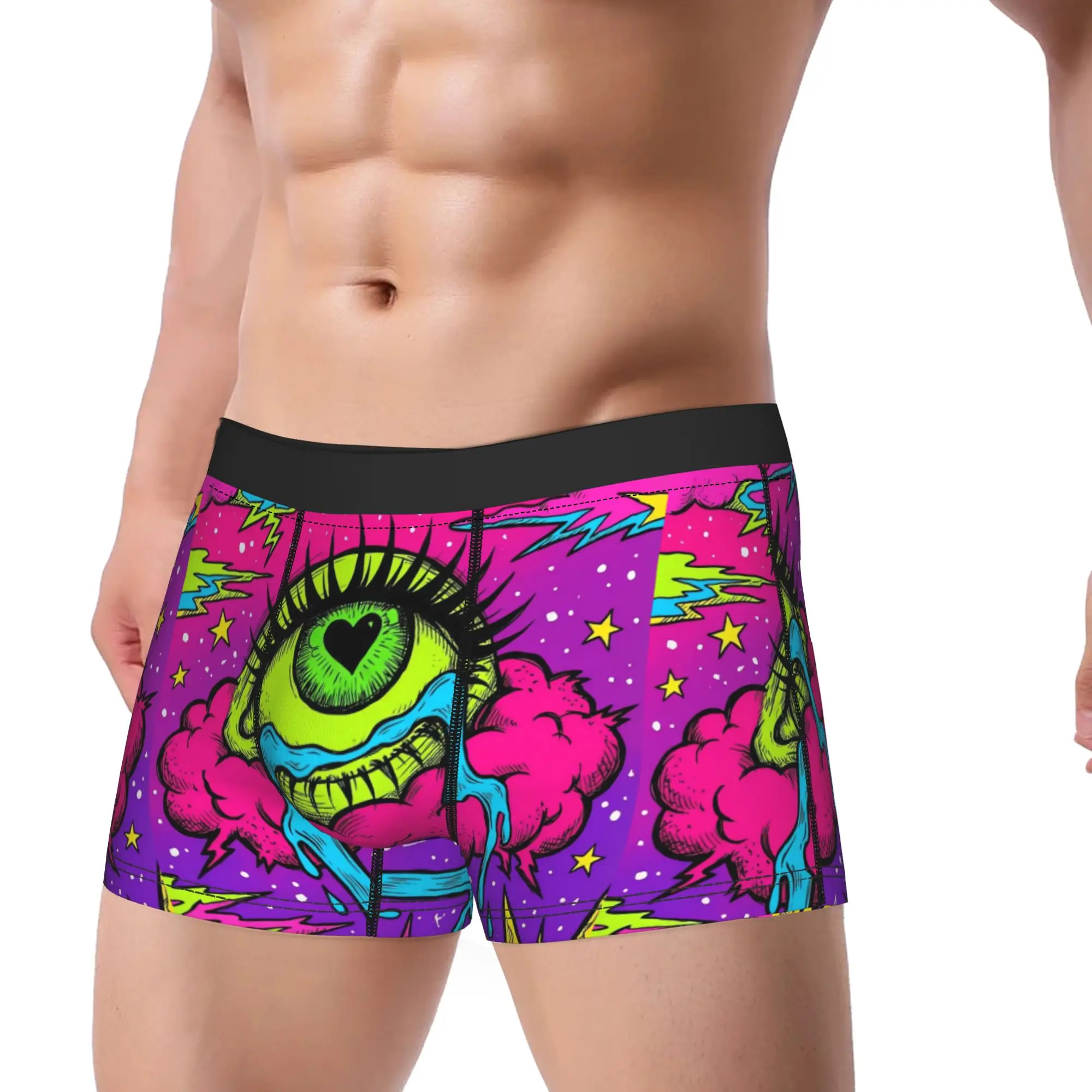 Hip Hop Retro Purple‑eye Cloud Monster Underwear  Male Boxer Brief Breathable Boxer Shorts High Quality Oversize Underpants