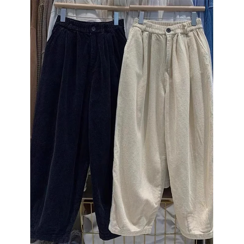 

Женские зимние повседневные брюки из плотного вельвета на флисовой подкладке, широкие, с эластичным поясом, укороченные (7/8)