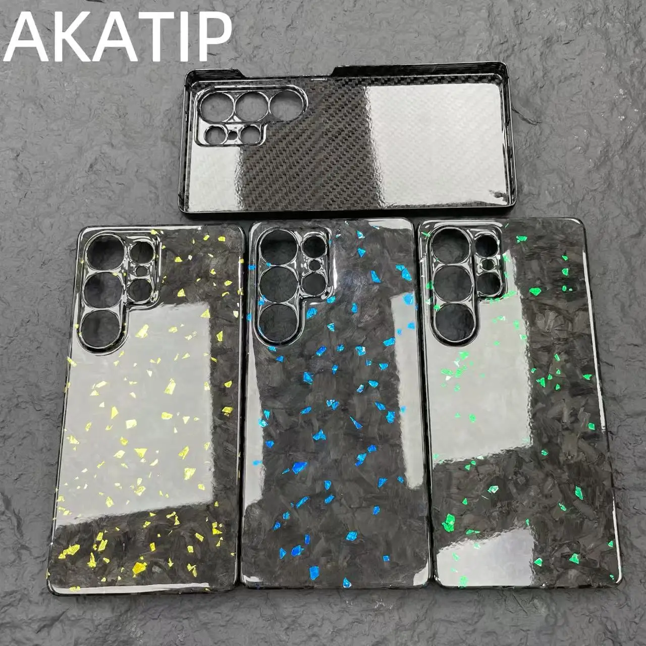 AKATIP Forged carbon fiber For Samsung Galaxy S22/23/24/25 ultra protective gold foil anti-drop shockproof carbon fiber mobile