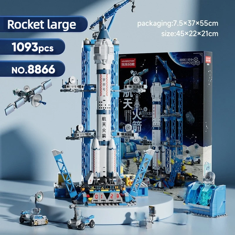 Raketenbausteine Raumschiff Raumstation Apollo V 5 Crew Dragon Falcon Heavy Saturn V5 Modell Geschenke Jungen Mädchen Erwachsene