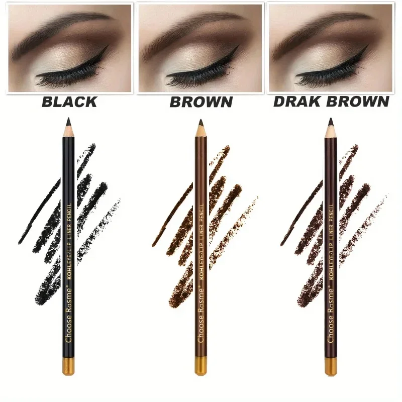 12pcs/set Eyebrow Pencil Eyeliner Lip Pencil Natural Makeup Long-lasting Black Dark Coffee Light Coffee With Pencil Sharpener