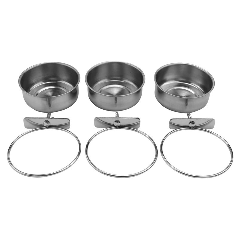 

Y17A 3-Piece Bird Feeder Cup Stainless Steel Parrot Feeder Cup Animal Cage Water Food Bowl S