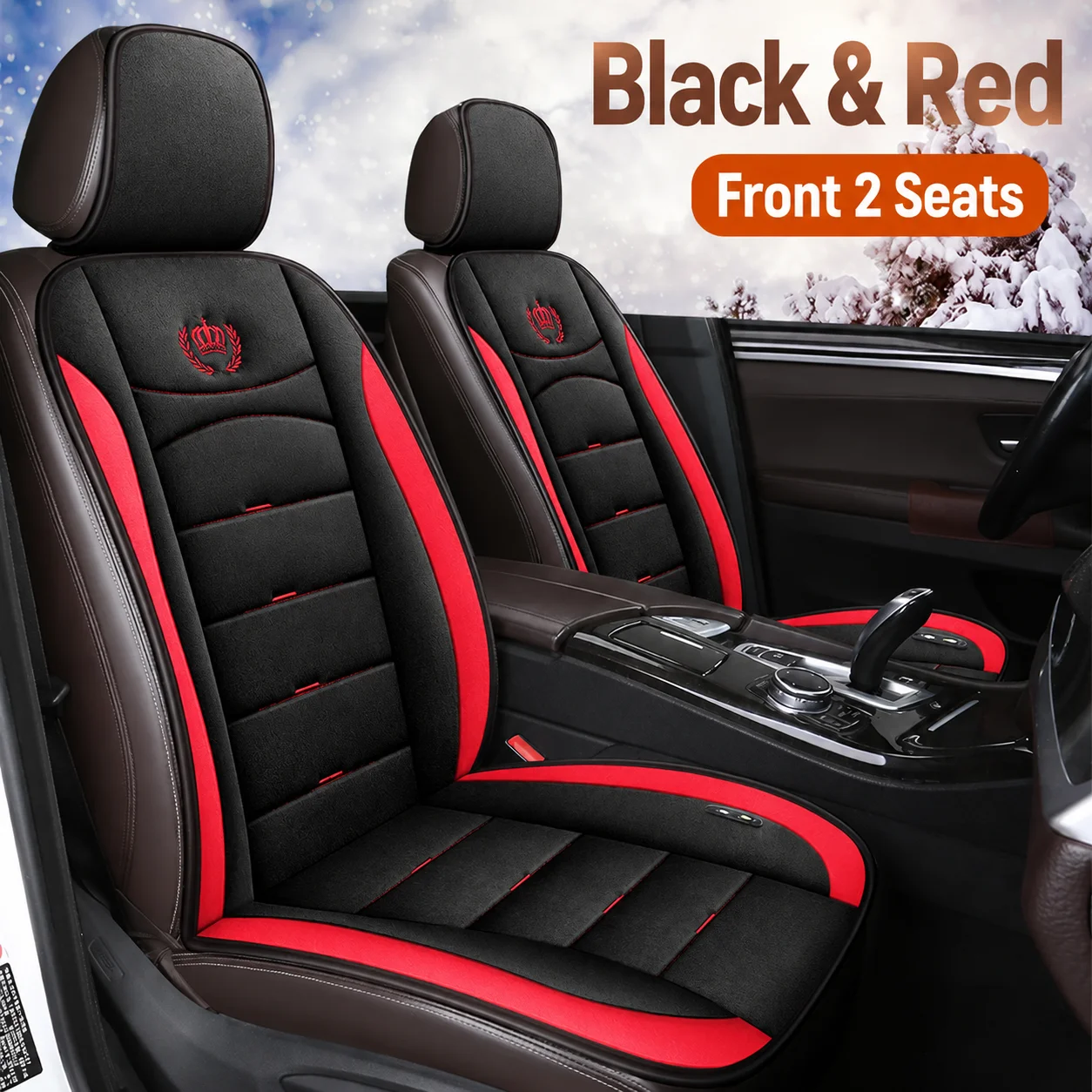 12V Car Heated Seat Cushion for Front Row Dual Seats, Heated for Both Driver and Passenger Seats, Dual Settings 45 ° C/55 ° Temperature Control, Rapid Heating, Automatic Constant Temperature