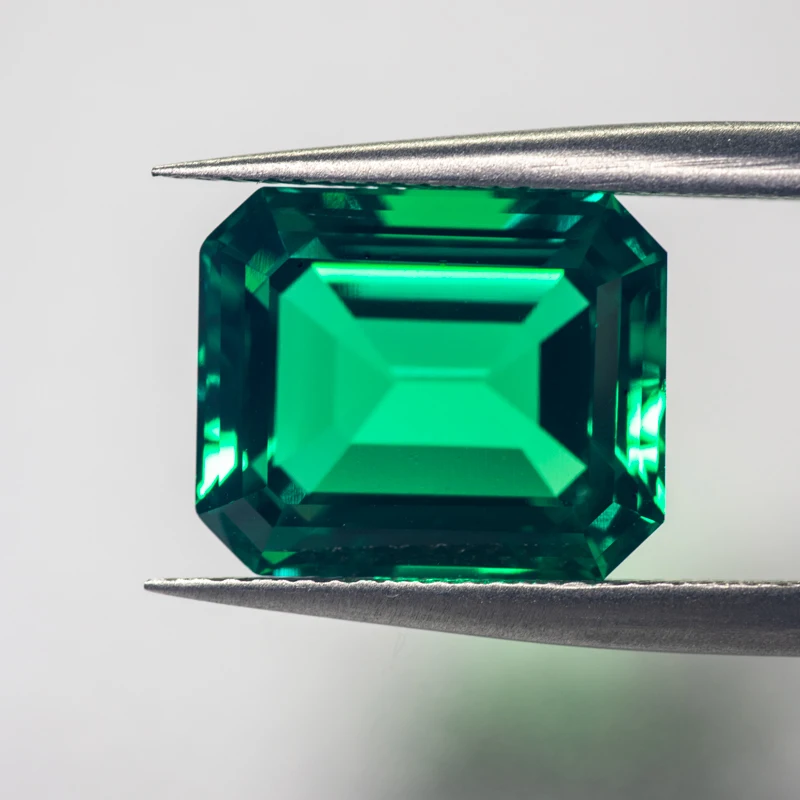 ABC-Emerald Rectangle Shape Laboratory Hydrothermal Colombia Size 12x16mm for Diy Jewelry Making Materials Selectable  Certif