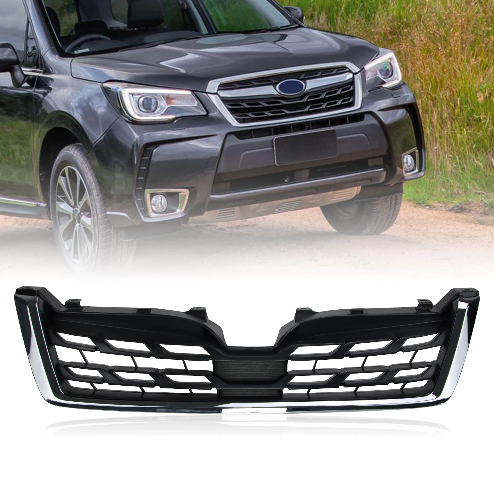 Front Grill for 2014-2018 Subaru Forester Chrome Mould Mesh