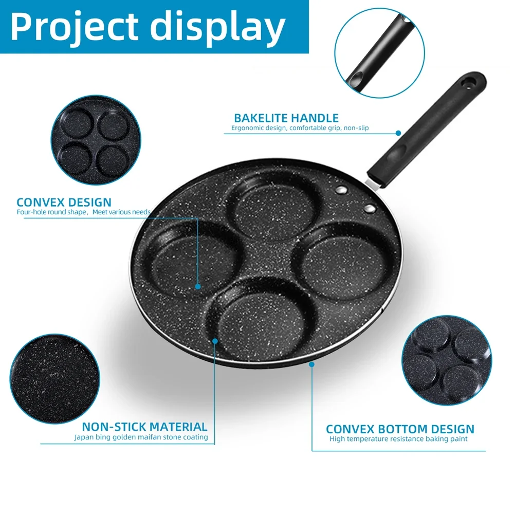 4/7 Cups Pancakes Frying Pans Breakfast Egg Pan Durable Non-stick Pan Holes Cooking Egg Ham Pans Pancak Maker Pan Cookware