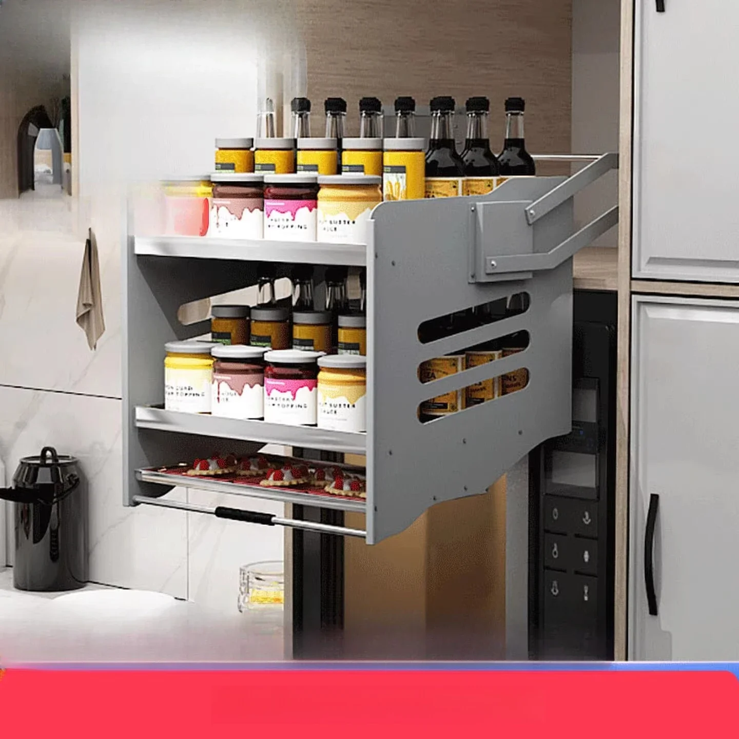 Customized high-depth basket, kitchen high cabinet up and down lift, hanging cabinet drop-down cabinet seasoning, big monster ba