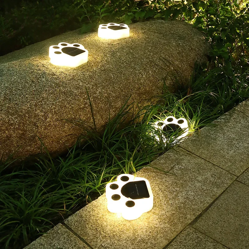 Imagem -06 - Outdoor Impermeável Led Luz Solar Cão Gato Pata Luz à Terra Rua Luz Jardim Lâmpada de Parede Caminho Decoração Iluminação Pegada Pcs