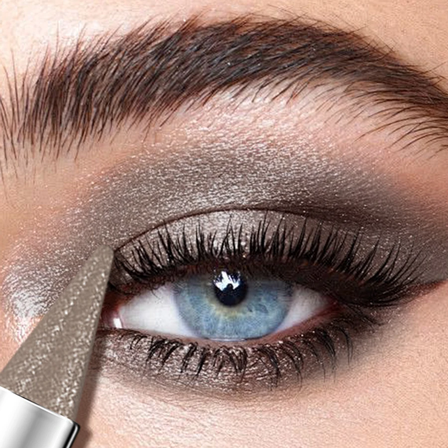 12 Colors 1PC Waterproof Eyeshadow Sticks Long Lasting High Pigmented Shimmer Metallic Glitter Eye Shadow Makeup Brown Cosmetic