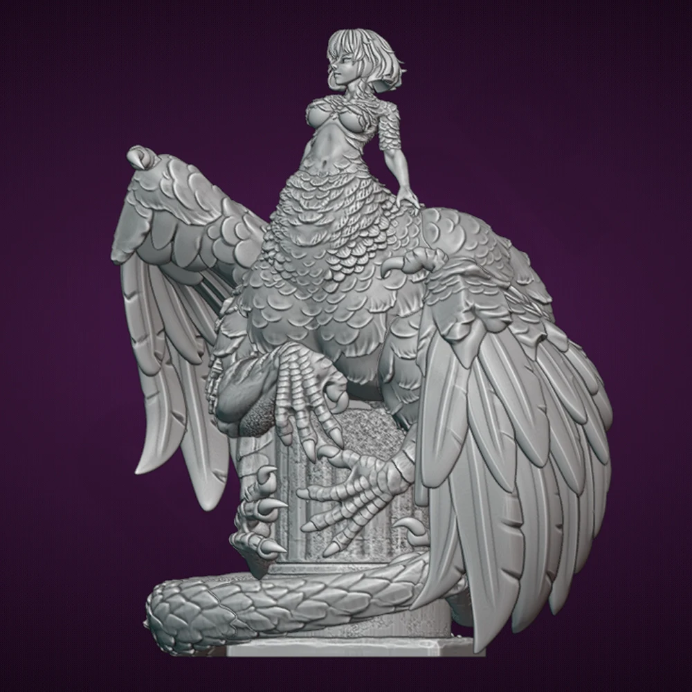50mm Sexy Birdy Girl Resin Figurine Toy Unpainted GK Doll Unassembled 3D Print  Miniature Reduction Statue view 5