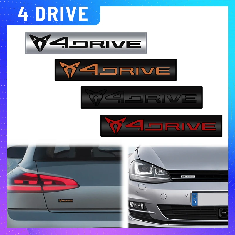 1PCS Metal 4DRIVE Logo For Leon Ibiza Altea Mii Alteca Tarraco Exeo Toledo Emblem Car Front Grill Rear Trunk Sticker Badge