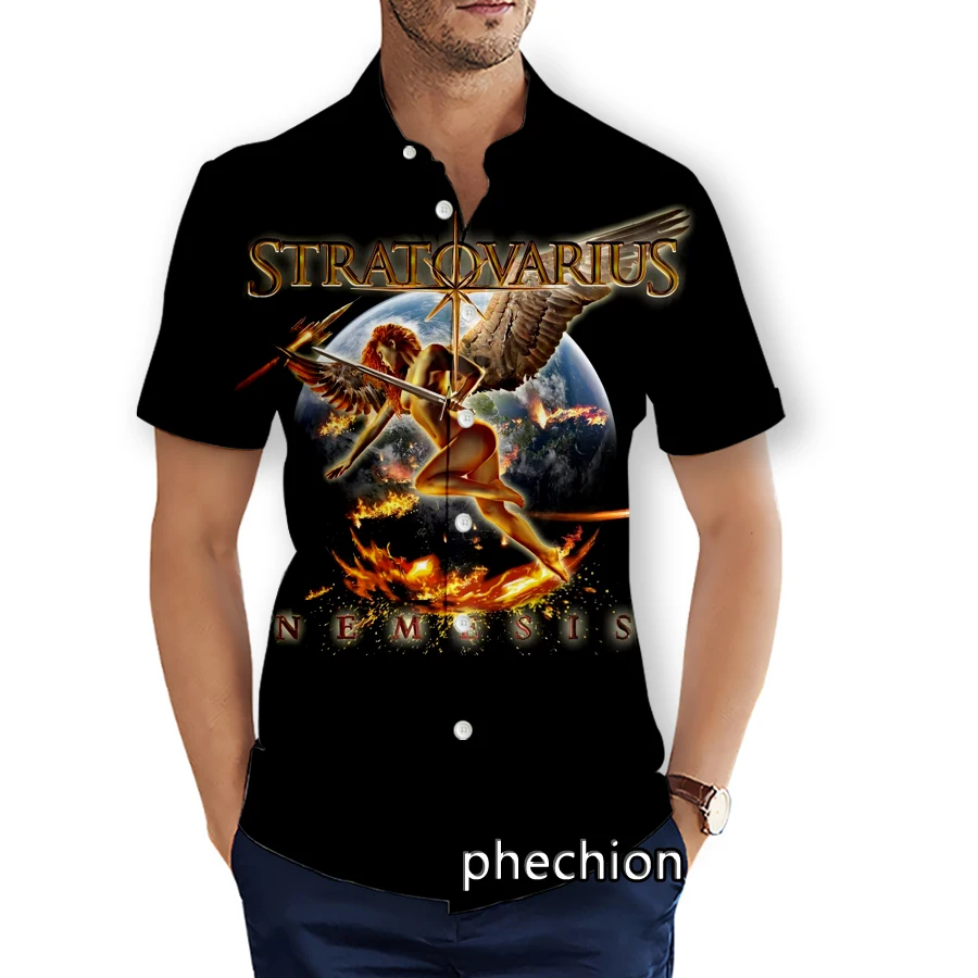 Summer Hawaiian Mens Short Sleeve Beach Shirts Stratovarius Band 3D Printed Casual Shirts Fashion Streetwear Men Tops X07