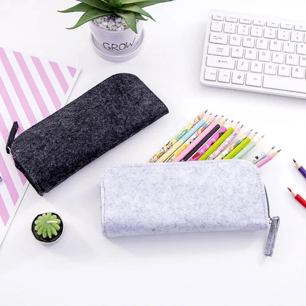 Pencil Case Round Zipper Storage Bag Large Capacity Round/Flat Student Stationery Pen Pencil Case