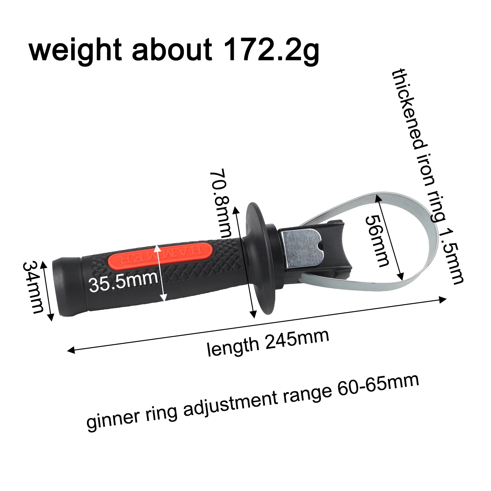 

26 ручка ударной дрели, высококачественное нескользящее утолщенное железное кольцо, электрический инструмент, утюг, нескользящее утолщенное железное кольцо, 172,2 г