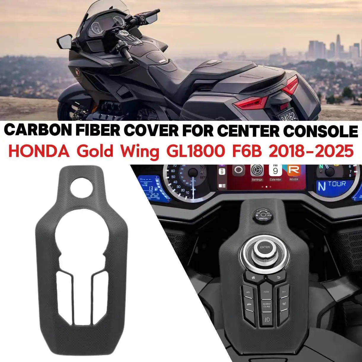 

for Honda Gold Wing Tour DCT GL1800 F6B 2018-2025 motorcycle center console switch panel cover carbon fiber decorative cover