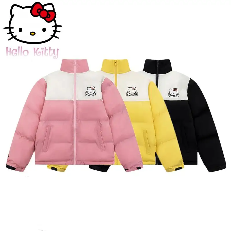 

New Hellokittys Cotton-Padded Coat Kawaii Cute Sanrio Creative Winter Warm Loose Cartoon Lovers Long Sleeve Birthday Gift