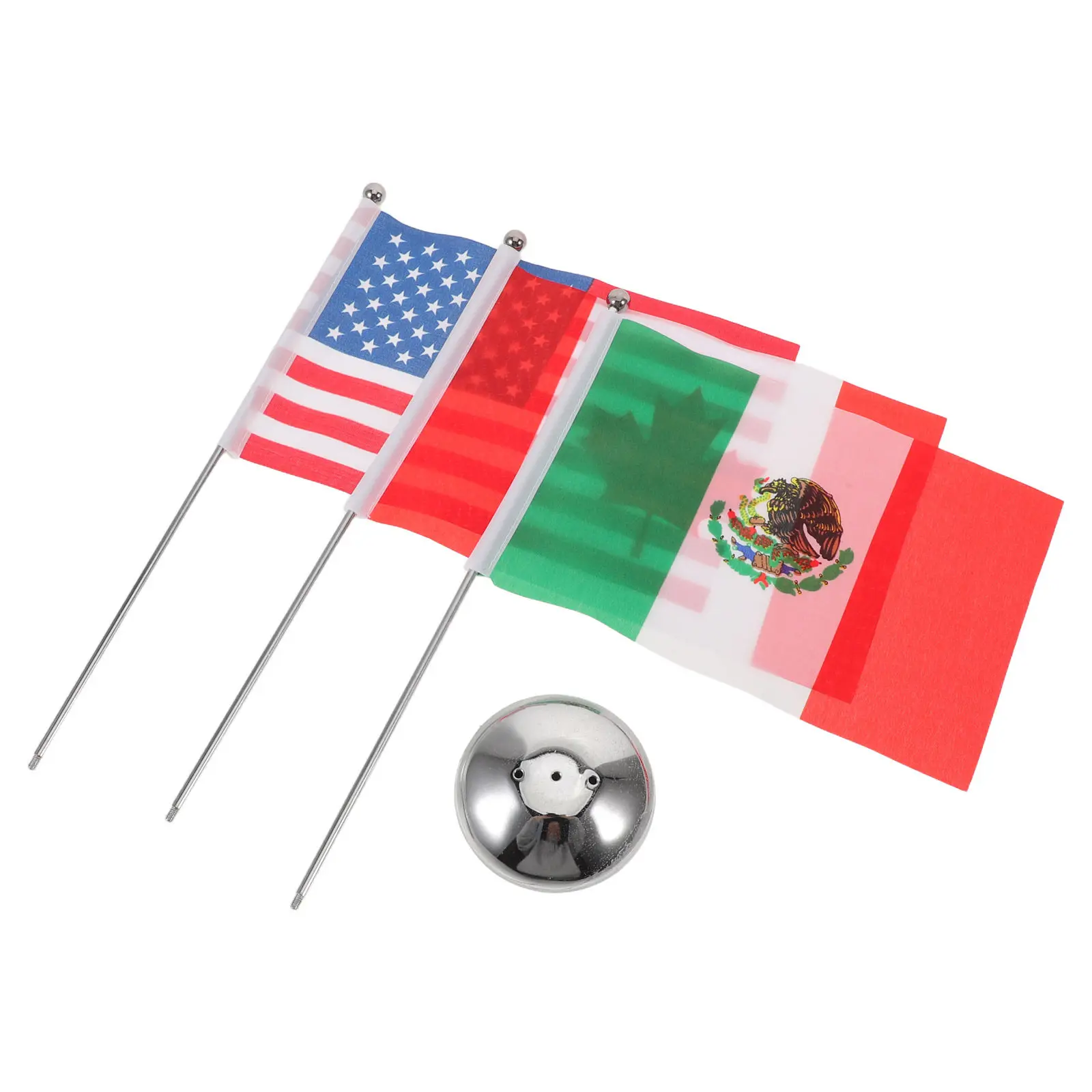 1Set Table Flags Miniature Usa Canada Mexico Metal Desk Flag Holder Stainless Steel Pole Stand Office Meeting Desktop