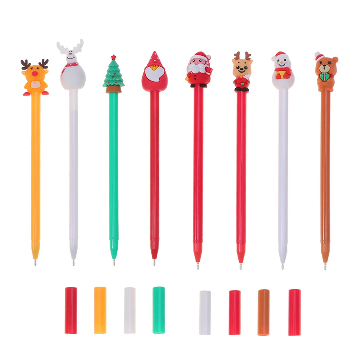 

8Pcs Creative Gift Pens Unique Christmas Style Ballpoint Pens with Cute Cartoon Prints Ideal for Writing and Drawing
