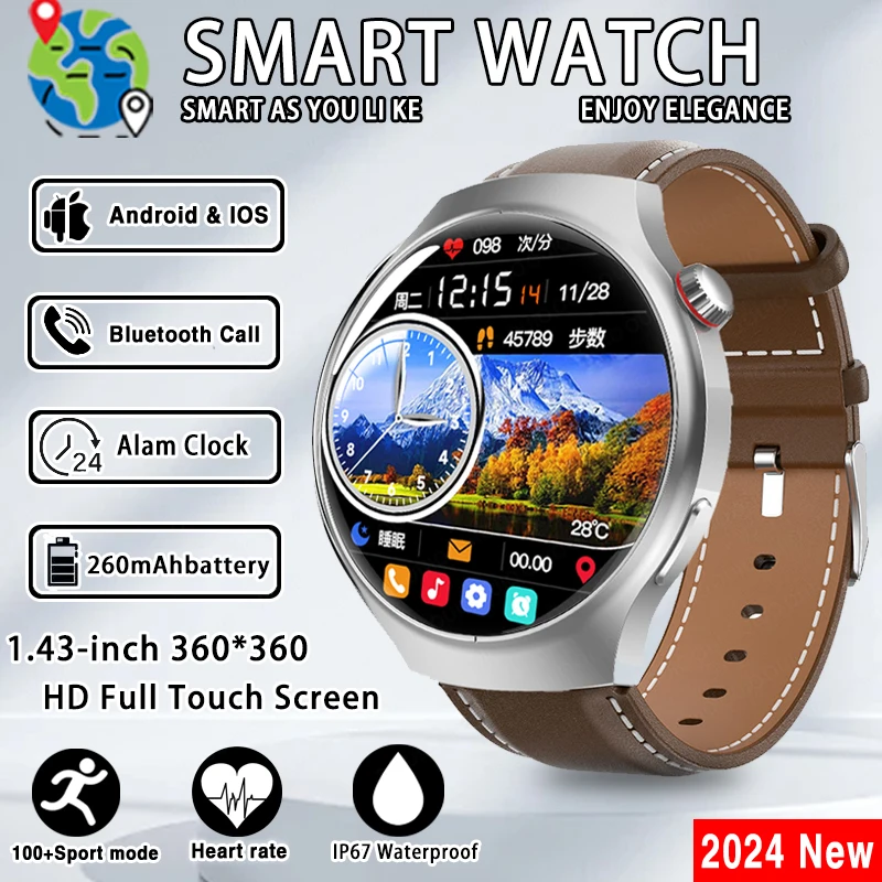 2024 New Original For Huawei Smart Watch Men 1.46'' Screen Heart Rate Bluetooth Call IP67 Waterproof Sports Fitness Smartwatch