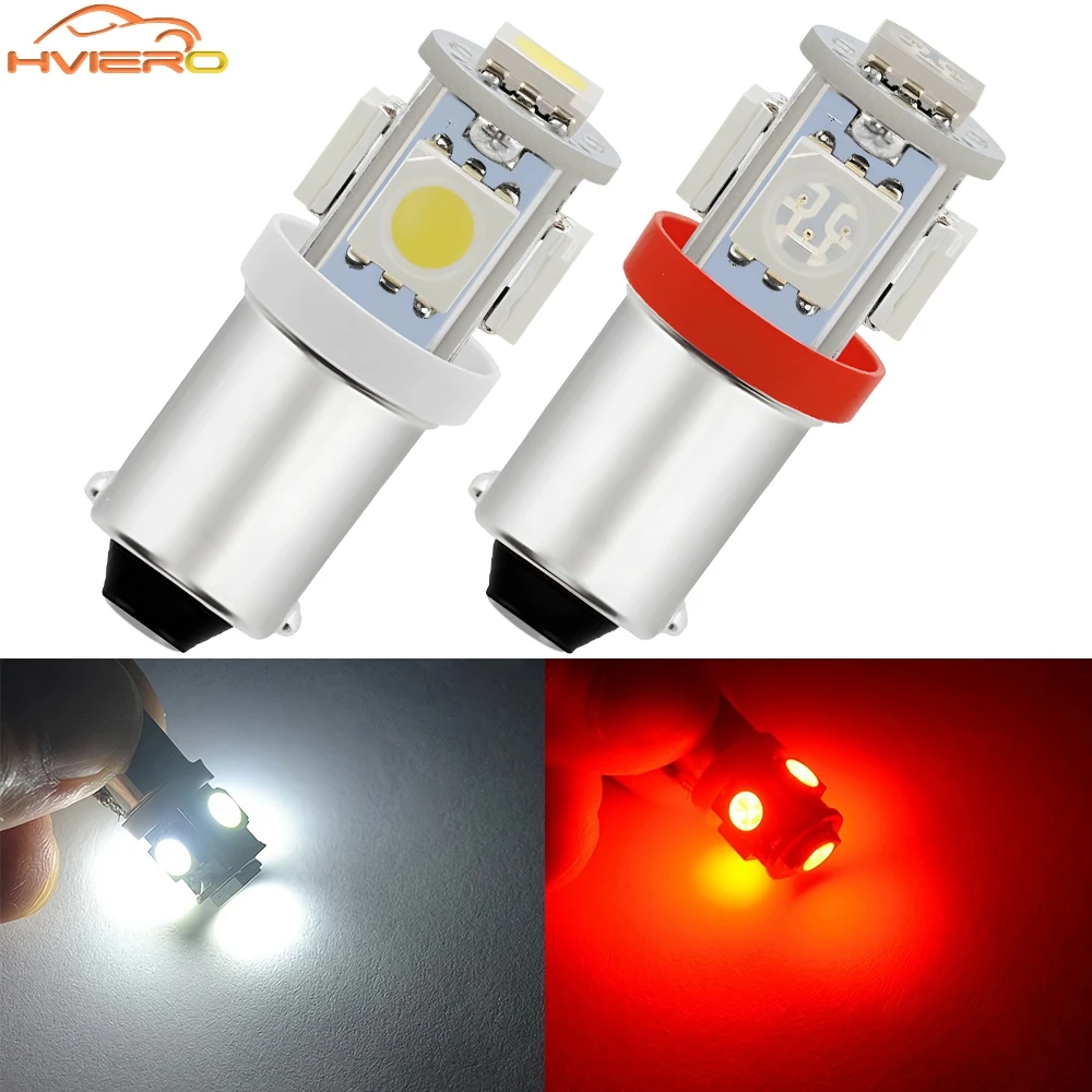 2Pc Car Led Door Dome Ba9s 5Smd 5050 T4W White Red 182 145 Marker Lamp Auto Tower Bulb Tail Wedge Parking Strobe Light Universal