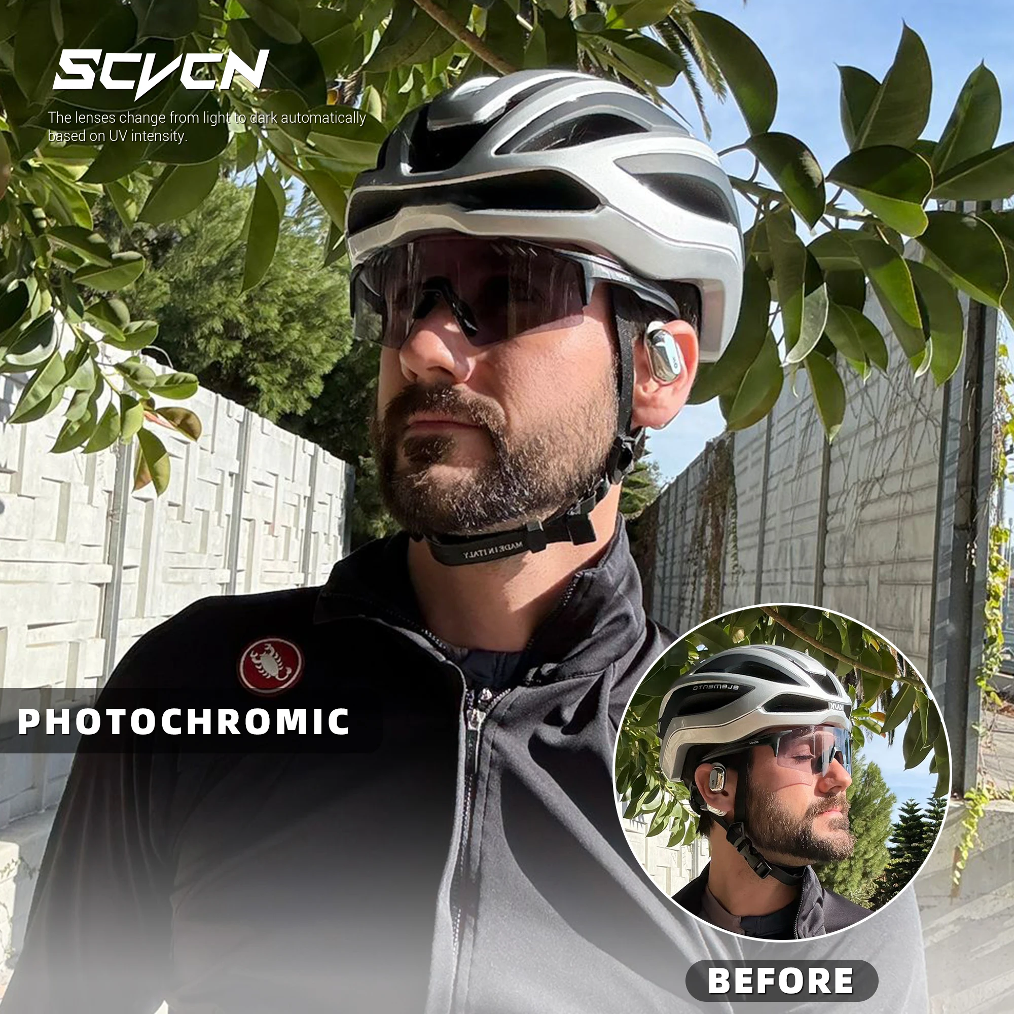 SCVCN Photochromic Cycling Glasses Outdoor sports Fishing eyewear UV400  MTB Mountain Bicycle roads Bike Night riding glasses