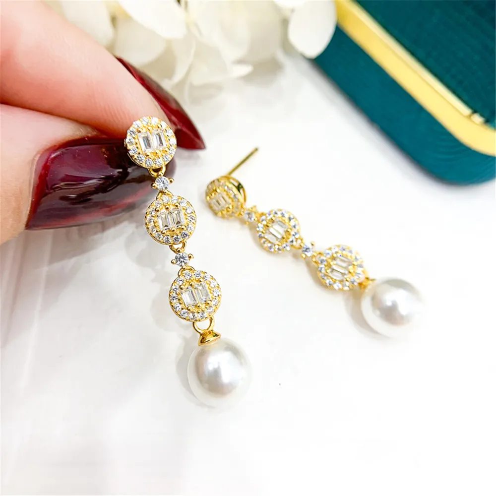 Solid S925 Sterling Silver Earring Settings for DIY, Handmade Material, Fine Jewelry, Finding Accessories, E058, 1 Pair