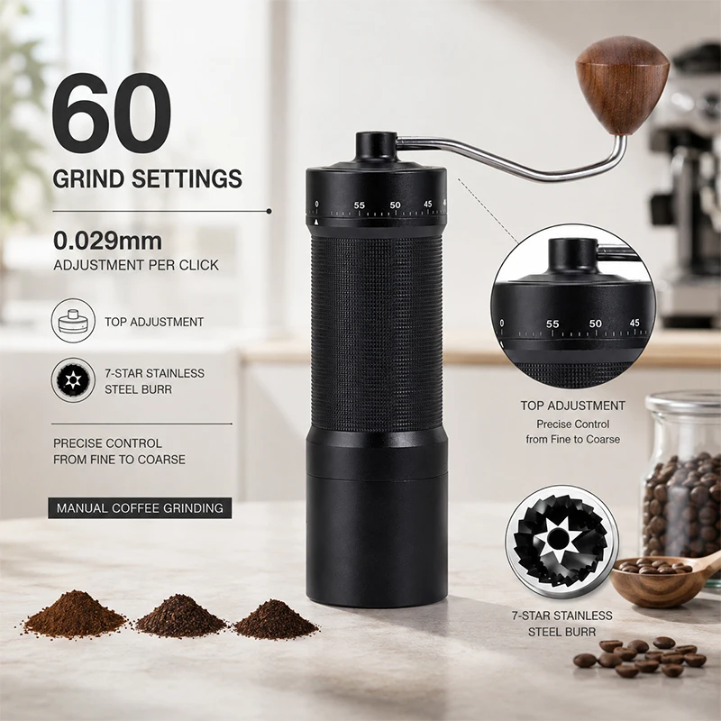 Hand cranked grinder CNC stainless steel grinding core manual coffee machine hand grinded coffee bean grinder