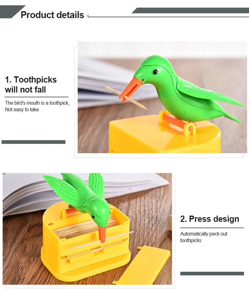 New Small Bird Toothpick Container Automatic Toothpick Dispenser Toothpick Holder Home Decoration Kitchen Accessories