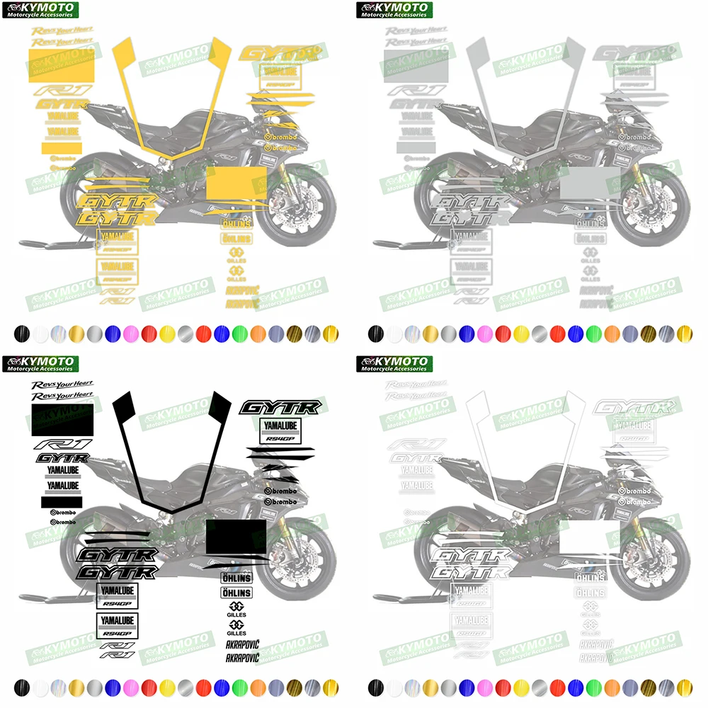 

For Yamaha YZF R1-15 R1 GYTR 2015-2019 Motorcycle Accessories Decal Fairing Full Car Reflective Sticker Kit Decoration