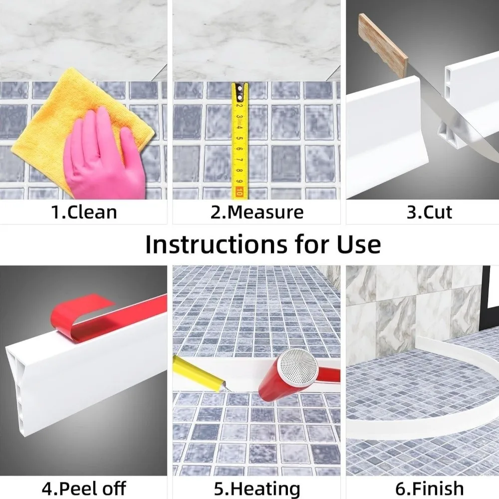 1m Silicone Water Retaining Strip Self-Adhesive Bendable Shower Threshold Water Dam Collapsible Waterproof Rubber Water Stopper