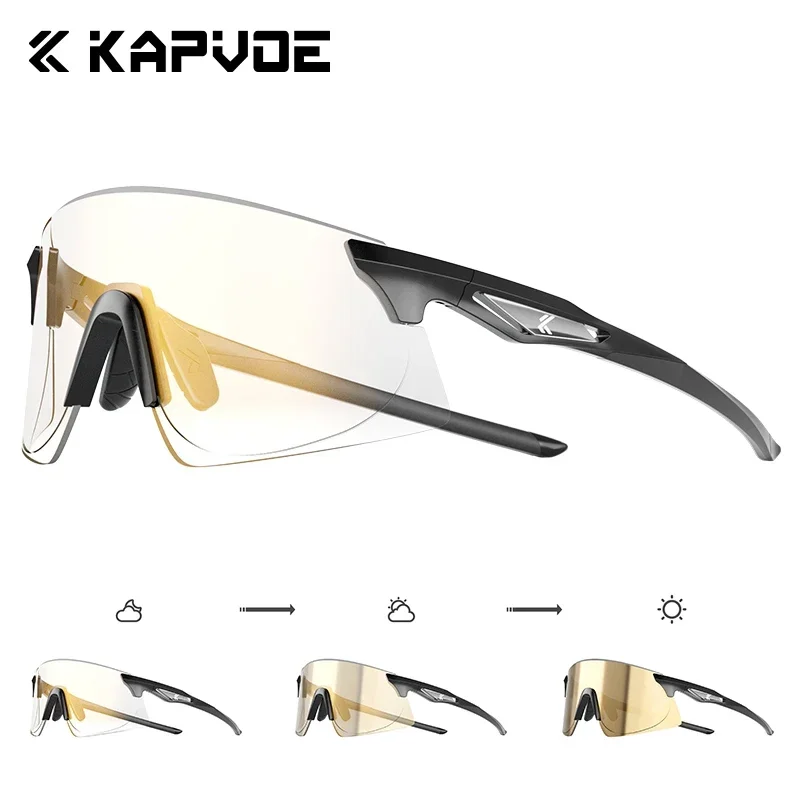 

KAPVOE New Outdoor Sport UV400 Sunglasses Photochromic MTB Bike Night Riding Glasses Cycling Glasses Men Women Golf Eyewear