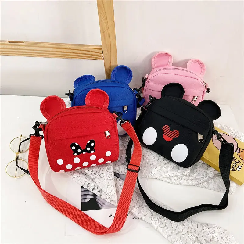 Disney New Mickey Minnie Borse a tracolla Ragazzi Ragazze Borse semplici con cerniera alla moda Borse a tracolla a tracolla carine Regali per bambini