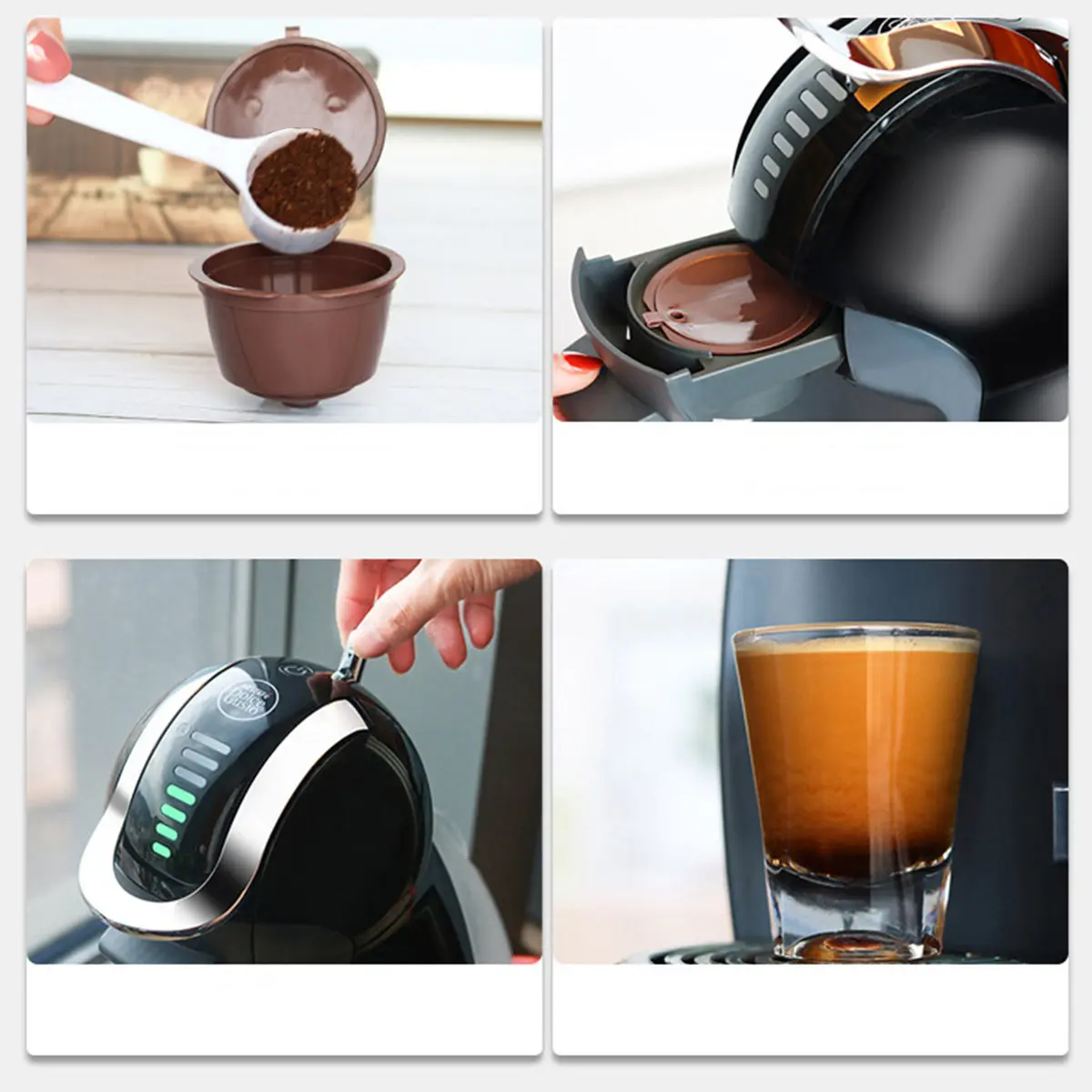 1Set Coffee Strainers Brush and Spoon Set Stainless Steel Plastic Filter Net Cup Time Saving Labor Saving Compact for Filter