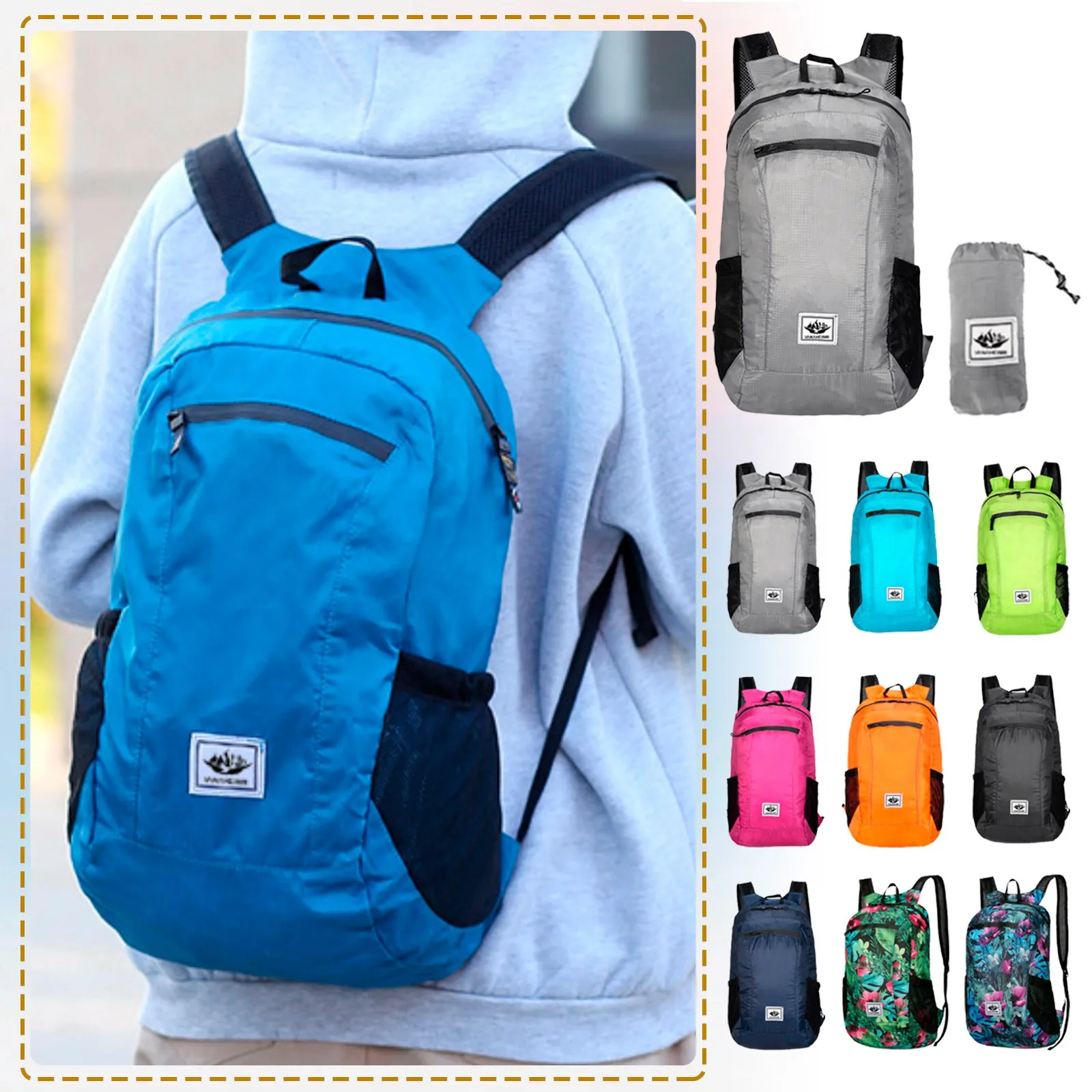 

Portable Foldable Backpack Folding Mountaineering Bag Ultralight Outdoor Climbing Cycling Travel Knapsack Hiking Daypack 2024