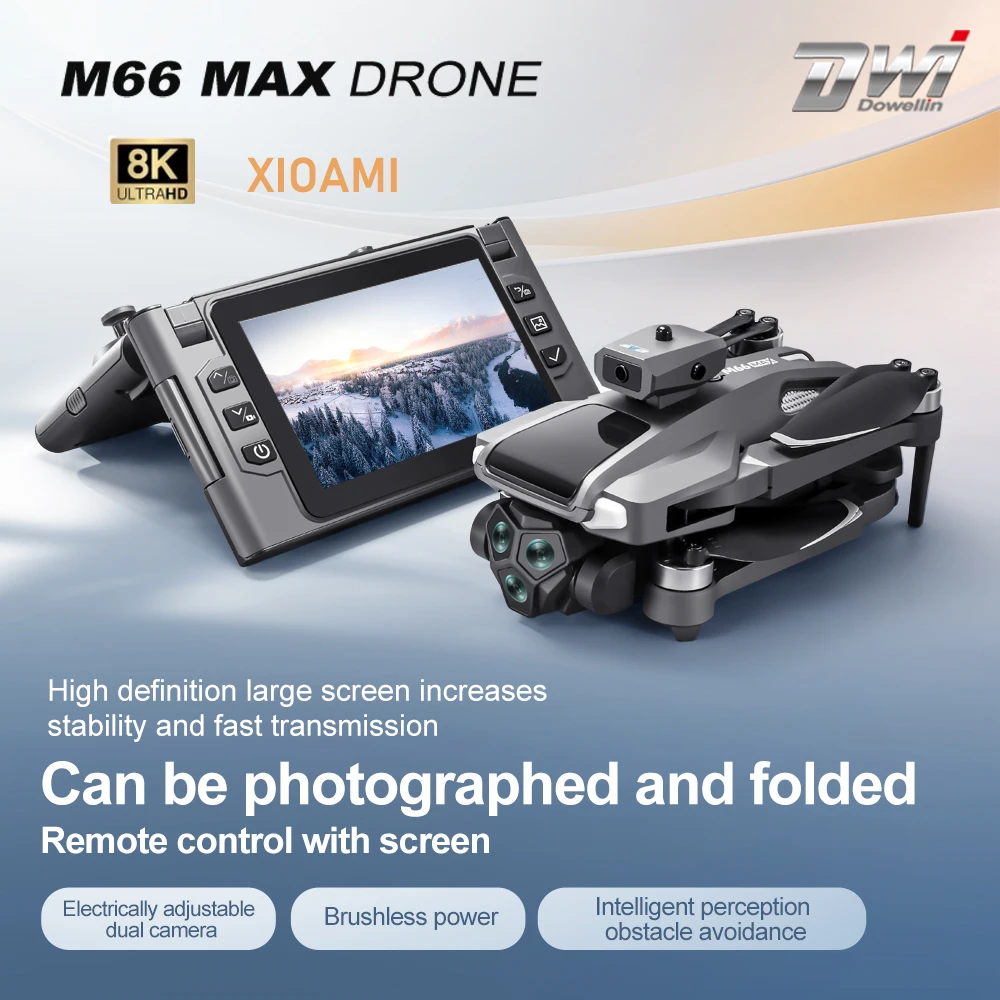 

Дрон M66 8K Складной пульт дистанционного управления с камерой и экраном 5G FPV камера Квадрокоптер Бесщеточный двигатель RC Квадрокоптер