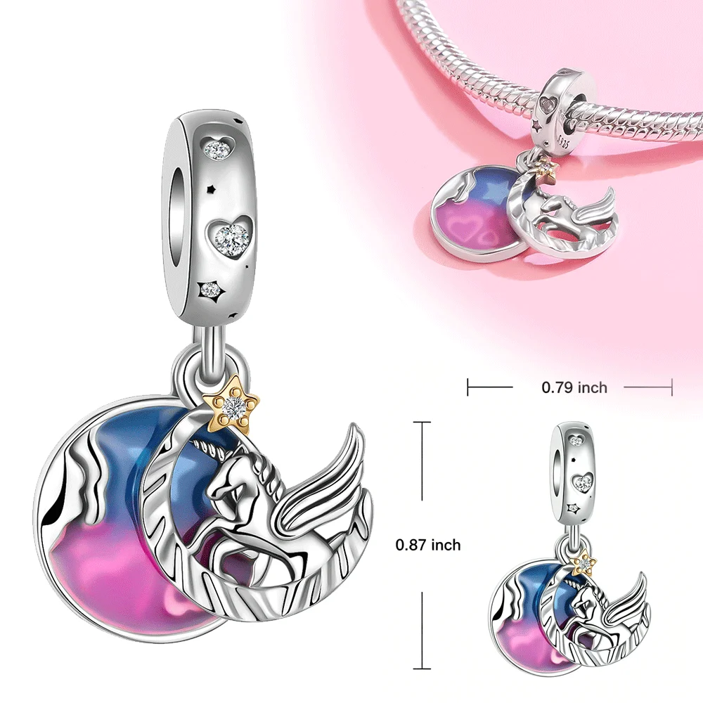 

Original 925 Sterling Silver Charm Magic Hope Dreamy Unicorn Pendant for Women Fit Original Bracelet Necklace DIY Accessories