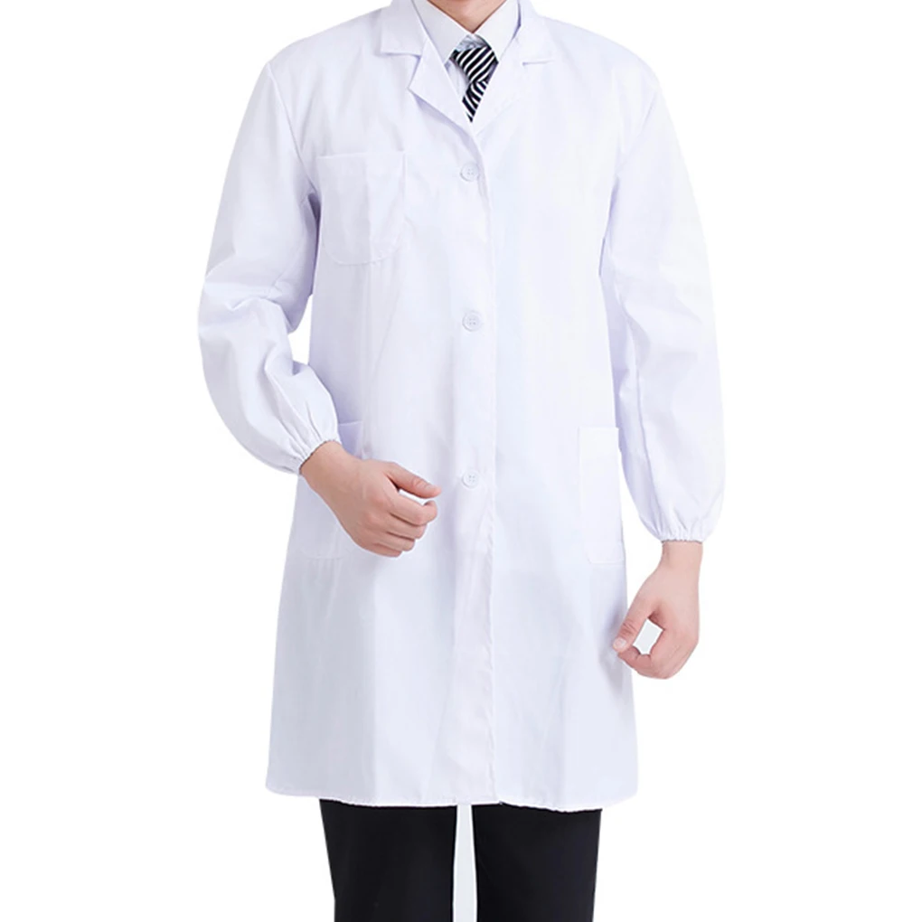 Laboratory Coat Unisex Short Sleeve Beauty Serving Notched Work Clothes