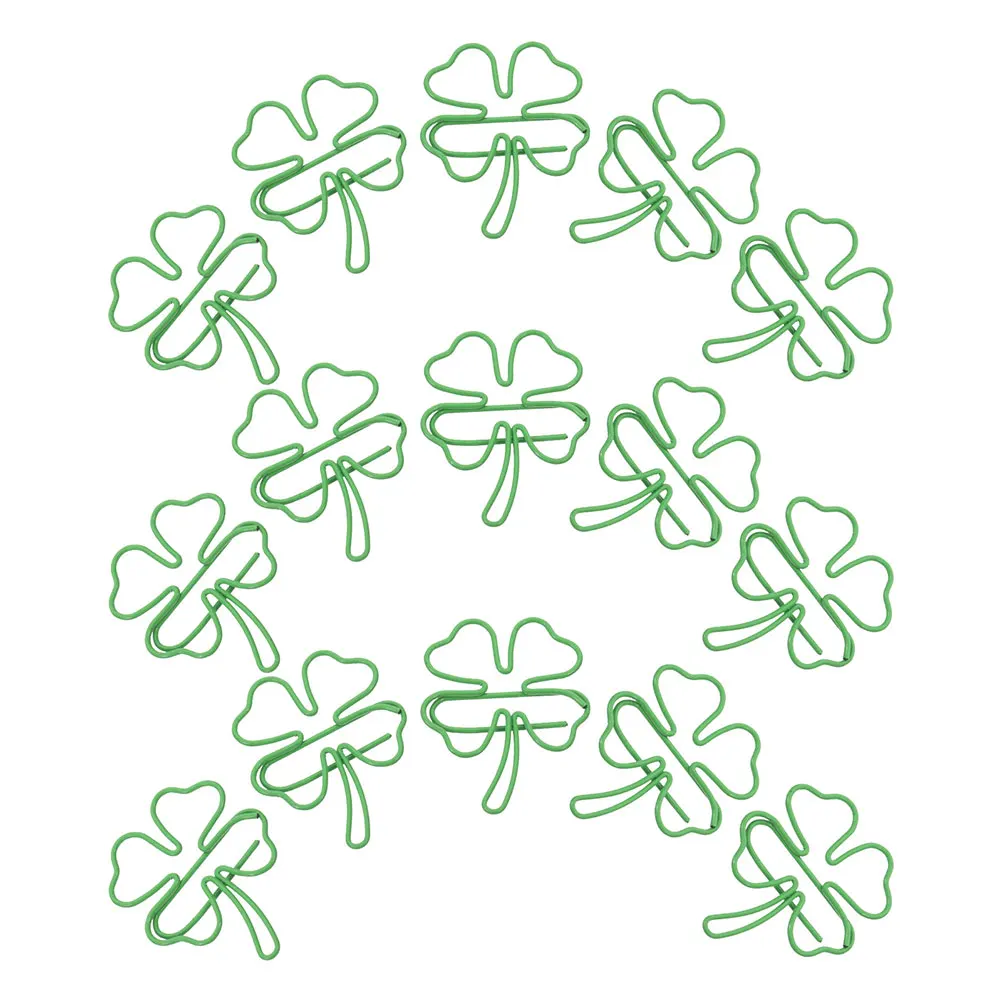 30pcs Paper Clips Small Size Multifunctional Office Stationery Cute Shamrock Shaped Metal Bookmarks