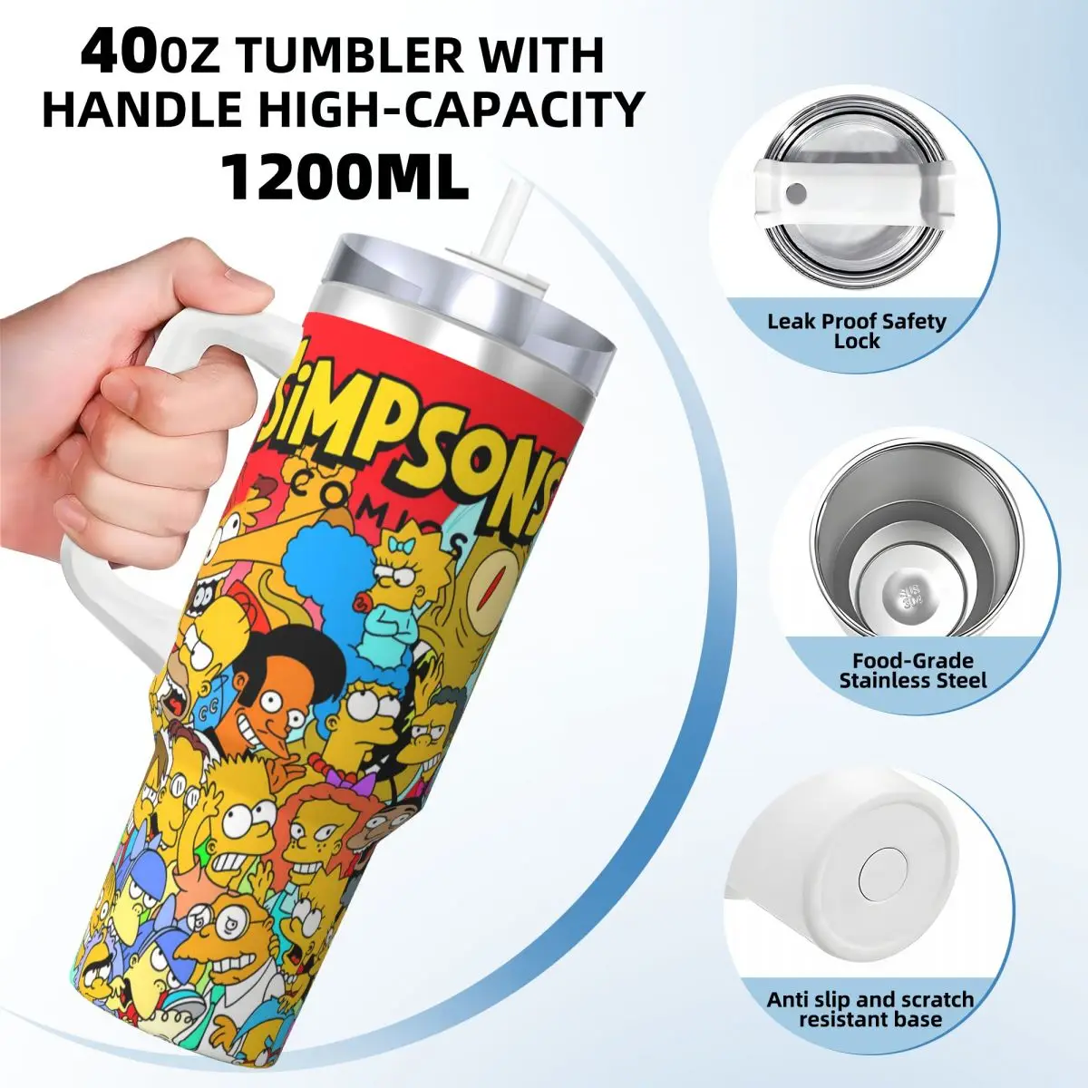 Stainless Steel Tumbler The Simpsons Comics Coffee Mug Insulated Cold and Hot Mugs Cup Beach Custom DIY Water Bottle