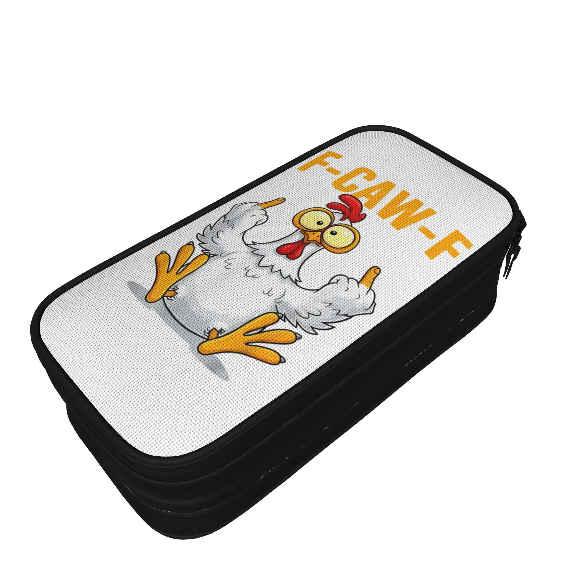 F-Caw-F Chicken Quote Rooster Meme Pencil Cases Humor Pencilcases Pen Box Girls Boys Big Capacity Bag School Gifts Stationery