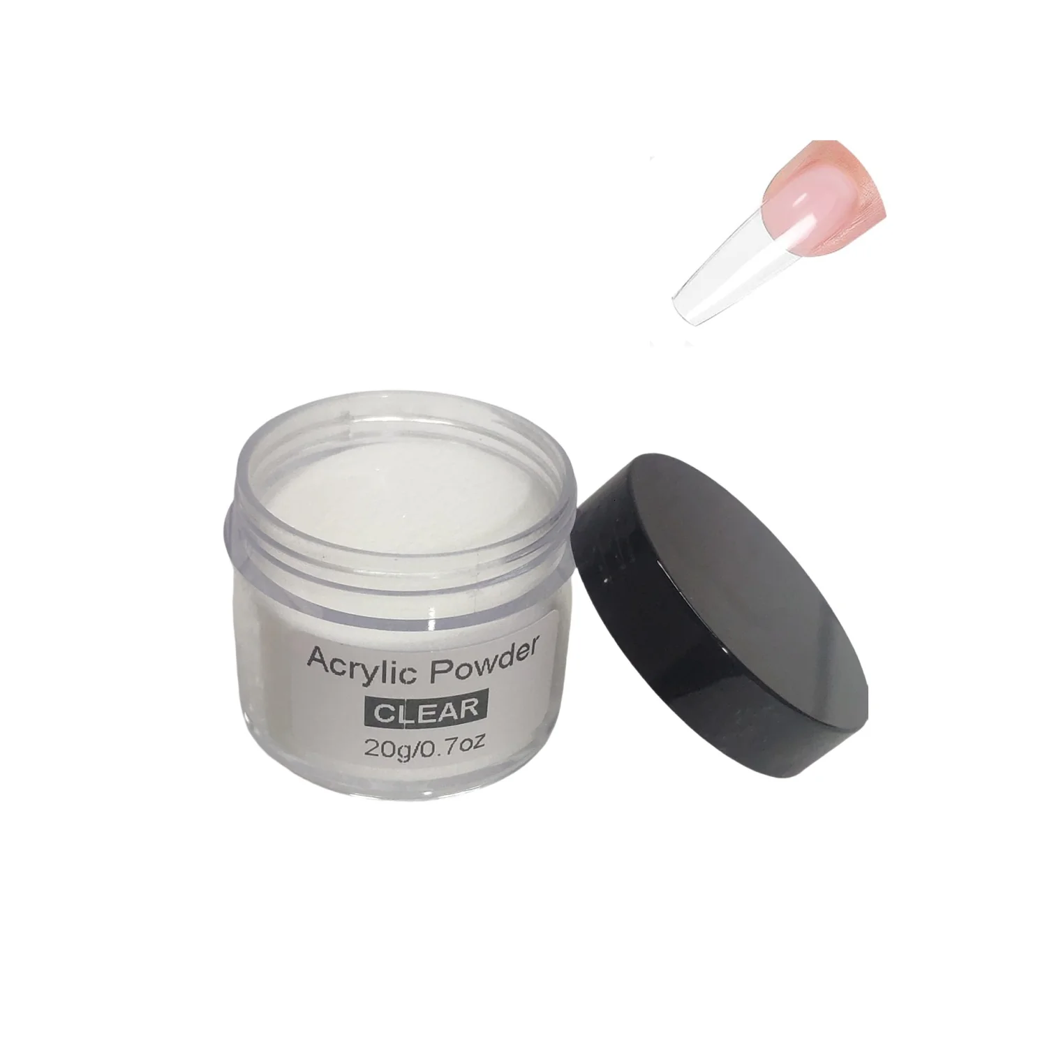 20g Weißes, klares, rosafarbenes, nudefarbenes Acryl-Nagelpulver, polymer, anfängerfreundlich, 3-in-1-Acrylpulver für French Manicure und Nagelmodellage